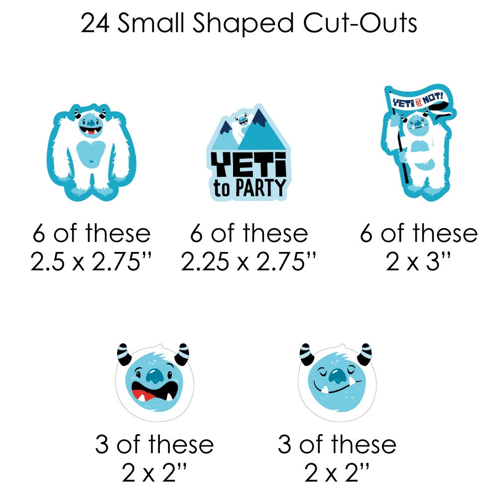 Big Dot of Happiness Yeti to Party - Abominable Snowman Birthday Party DIY Decorations - 44-Piece Clothespin Garland Banner for Kids' Birthday, Winter Themed Events & Holiday Decorations