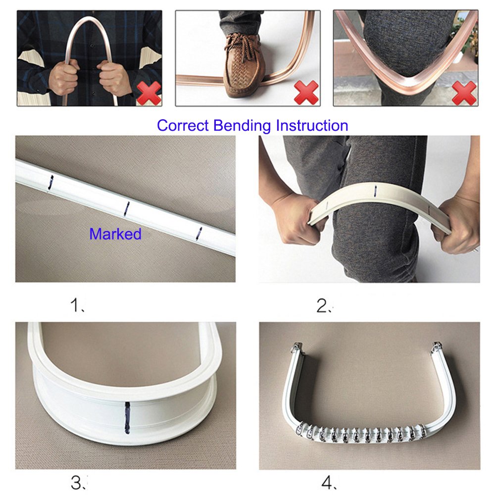 Brown Aluminum Alloy Bendable Curtain Rod - Adjustable Window Track & Ceiling Mount (500cm) for Living Room, Bedroom & Office Decor