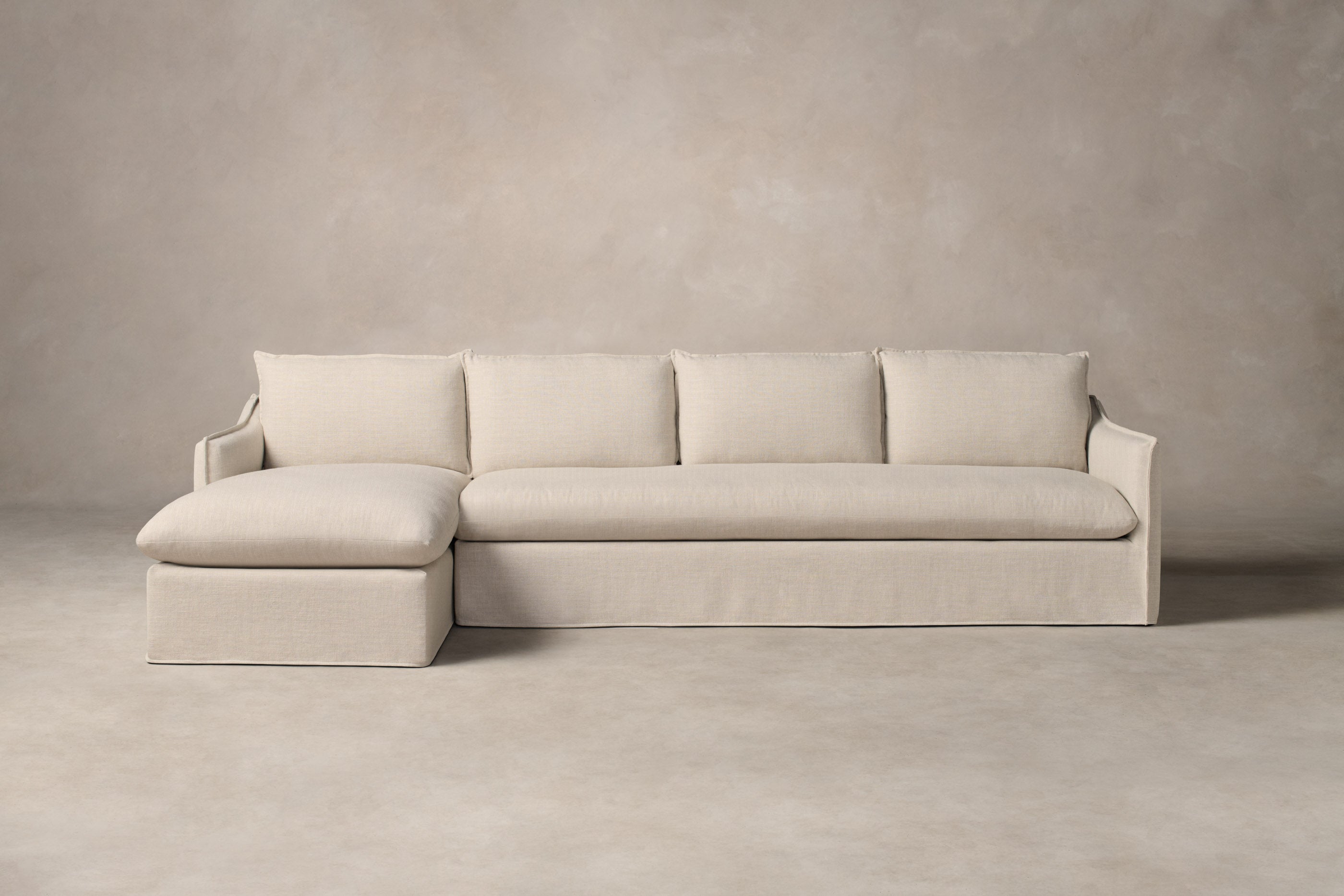 Dune Sectional Sofa - Performance Woven Chenille Fabric in Desert Color | Modern Living Room Furniture for Home Theater & Family Gatherings