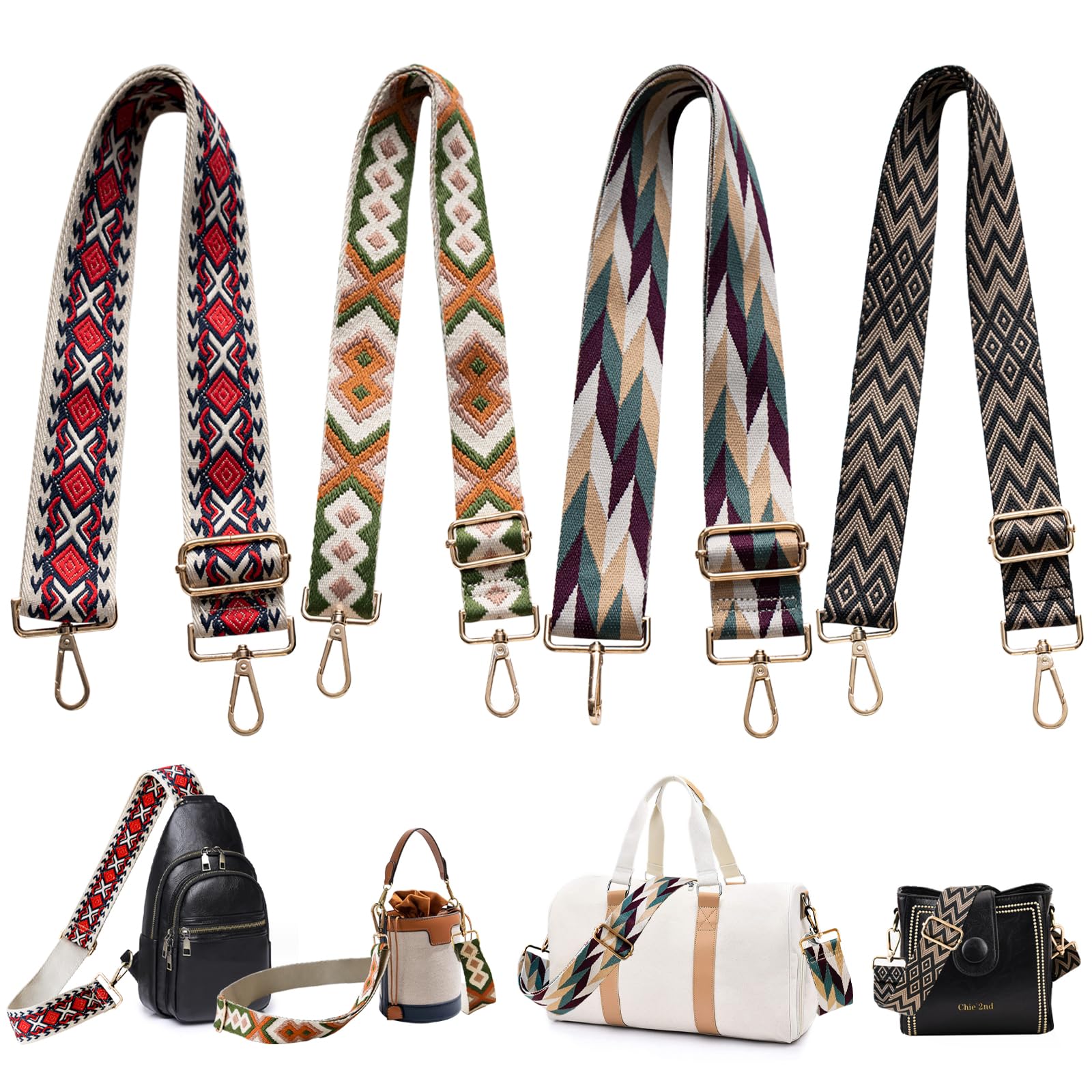 4Pcs Adjustable Crossbody Purse Straps - Wide Shoulder Strap Replacement for Handbags & Bags | Perfect for Daily Use, Shopping & Travel Accessories