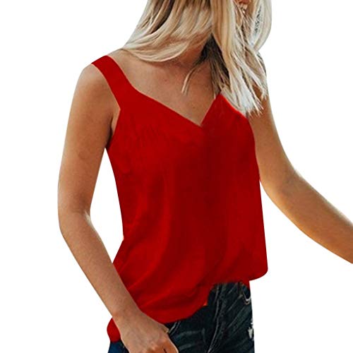 Aunimeifly Women's Sexy V-Neck Sleeveless Tank Top - Pure Color Loose Casual Camisole Blouse for Summer | Trendy Women's Fashion, Beach Wear, Party Outfit, Daily Casual Style