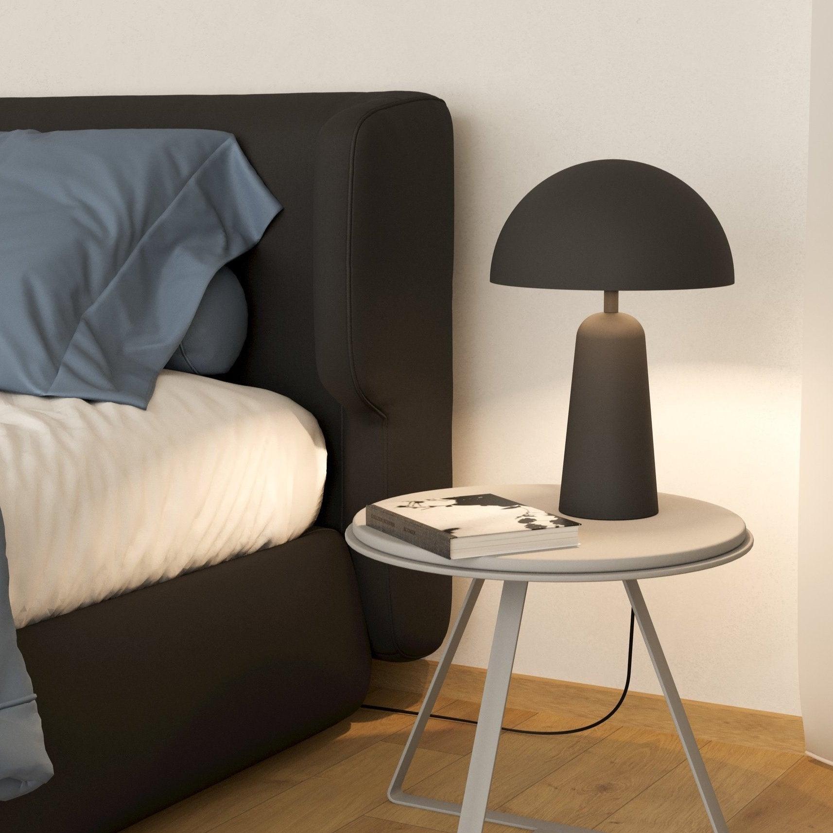 Eglo Aranzola Black Dome Table Lamp - Modern Home & Office Lighting for Living Room, Bedroom, or Study Desk