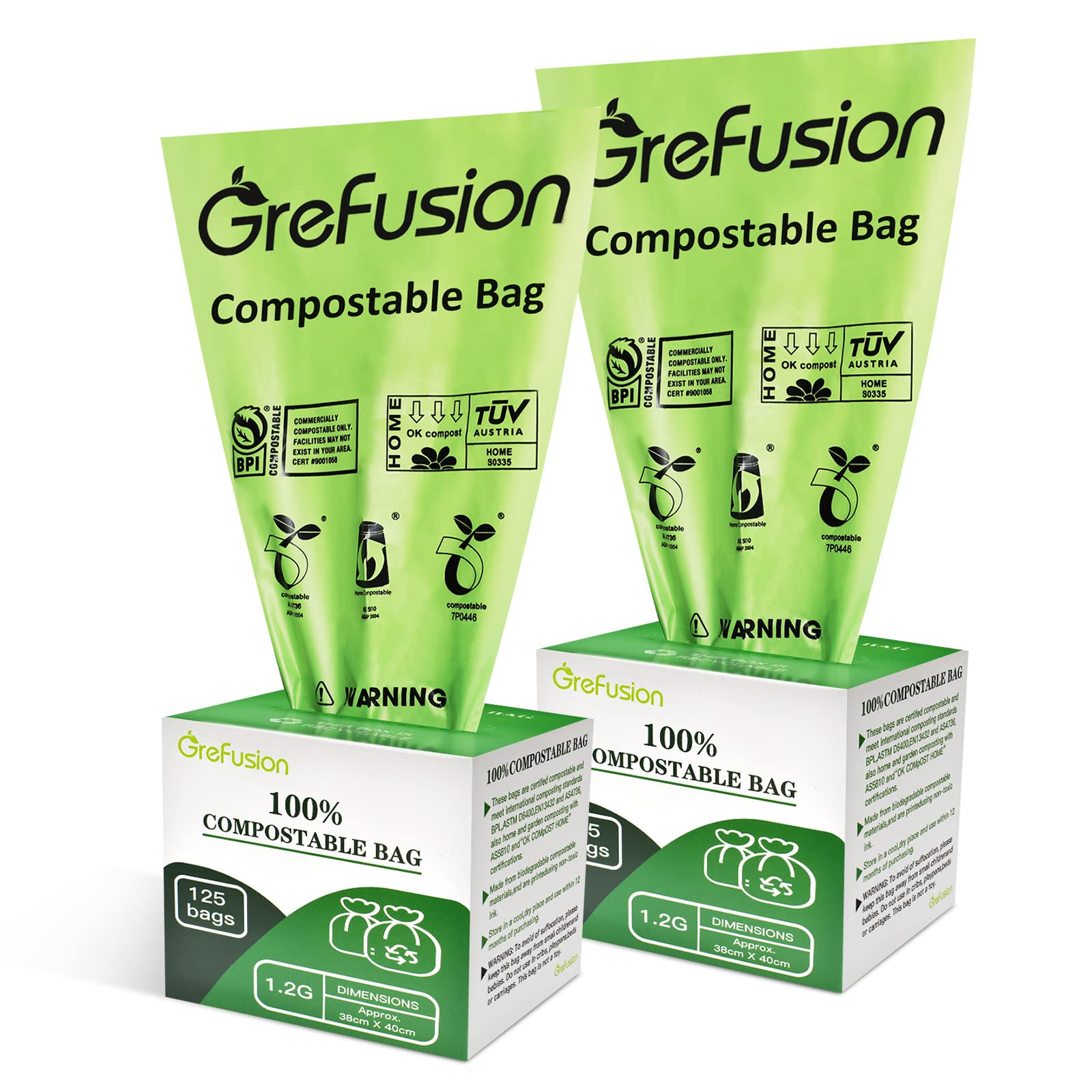 Eco-Friendly Compostable Trash Bags 1.2 Gallon (250 Count) - BPI & ASTM D6400 Certified Biodegradable Kitchen Waste Bags for Food Scraps, Perfect for Countertop Compost Bin & Sustainable Living