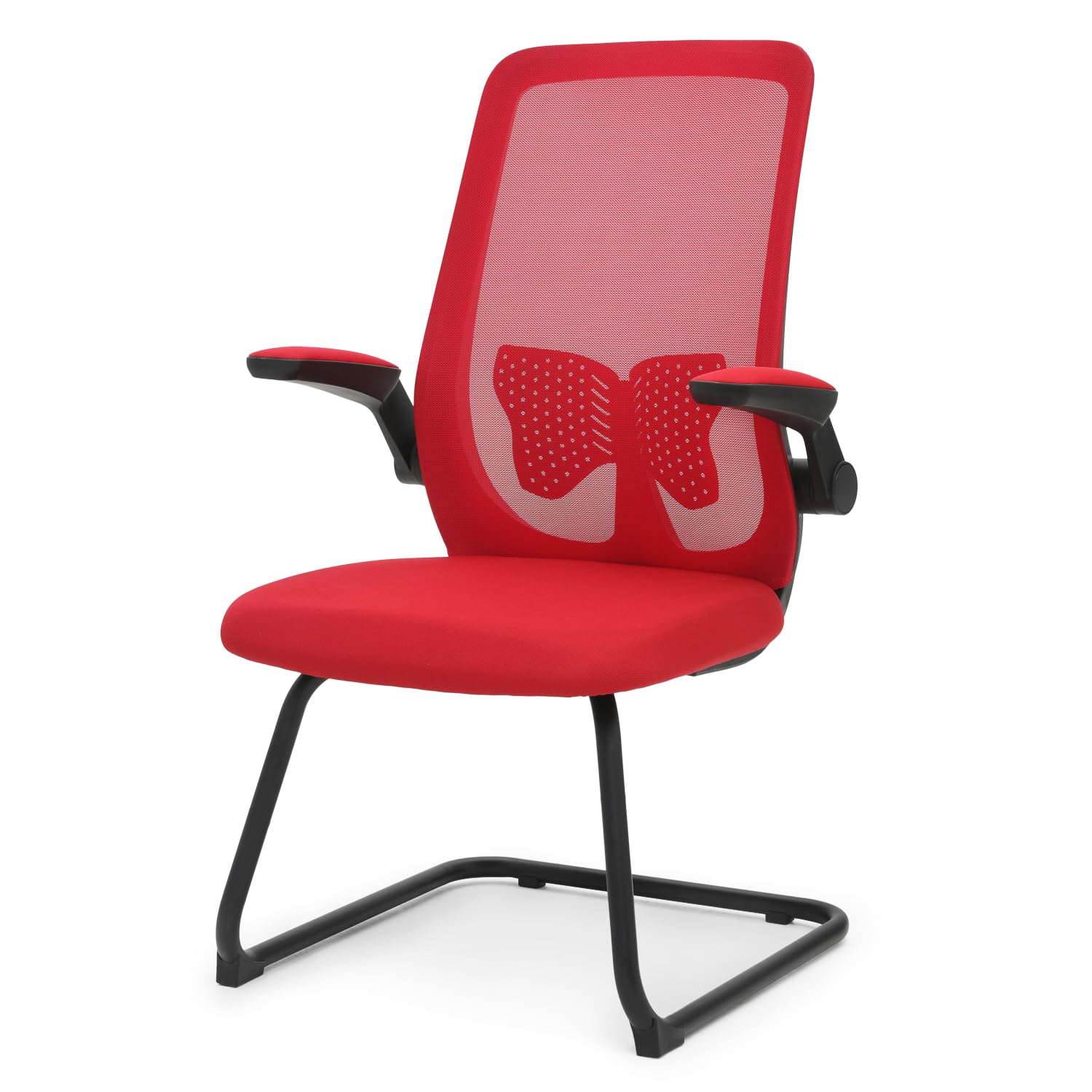Magshion Mesh Office Chair with Lumbar Support - Mid Back Guest Chair for Conference & Reception (Red)