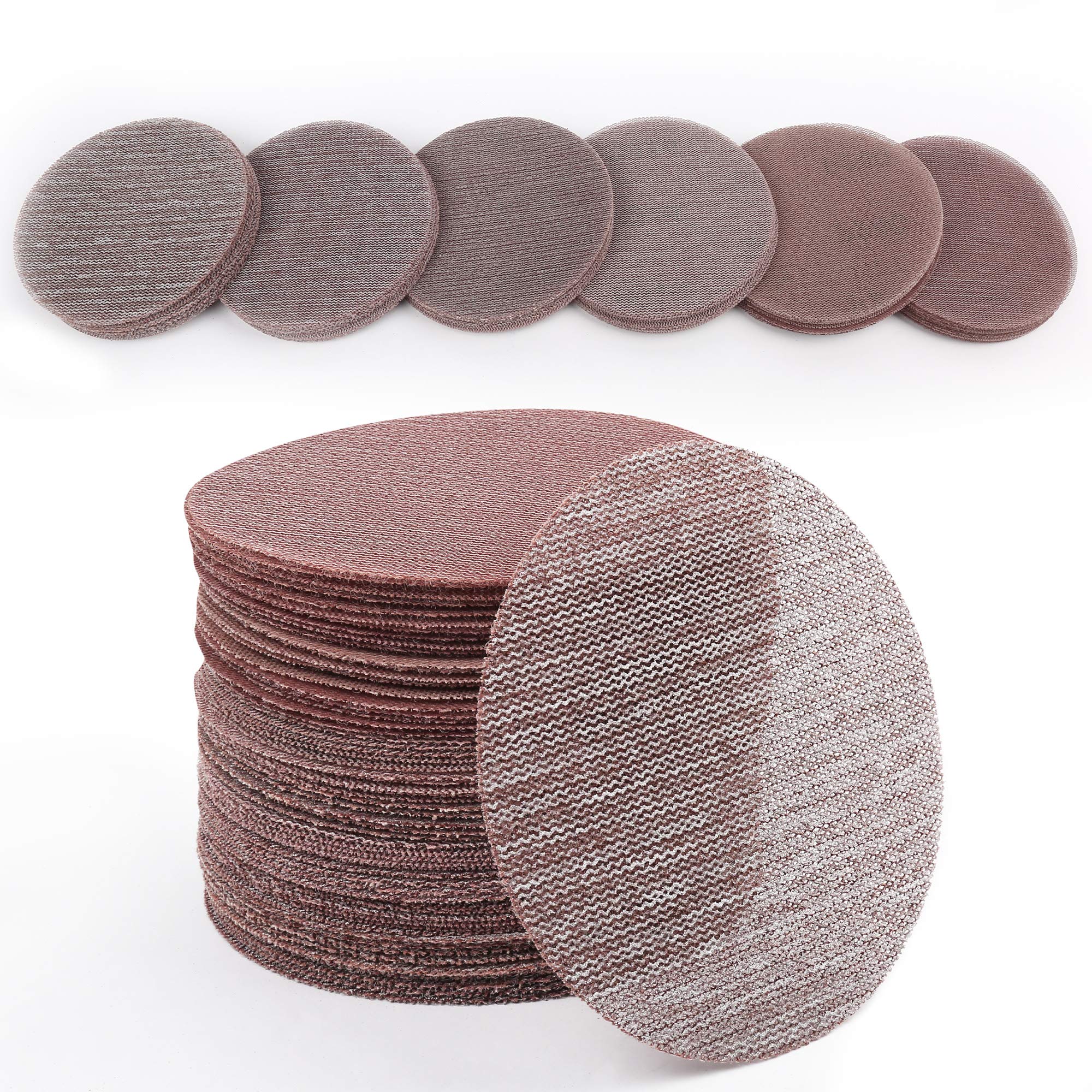 LotFancy 5 Inch 60PCS Sanding Discs Assortment - 80/100/120/180/240/320 Grit Hook & Loop Dustless Sandpaper for Car Polishing, Woodworking, Metal Finishing - Compatible with Random Orbital Sanders & DIY Projects