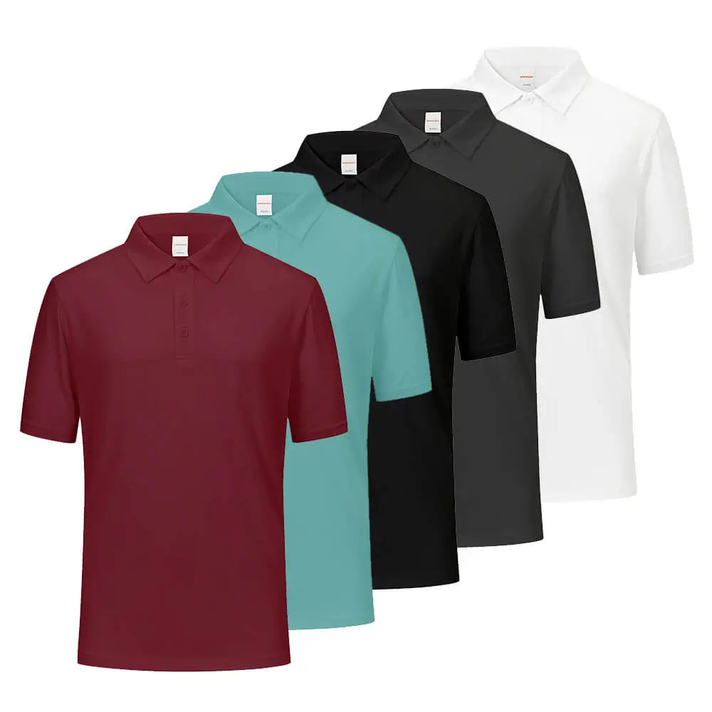 5 Pack Men's Quick Dry Moisture Wicking Polo Shirts - Breathable & Lightweight for Golf, Tennis & Casual Wear