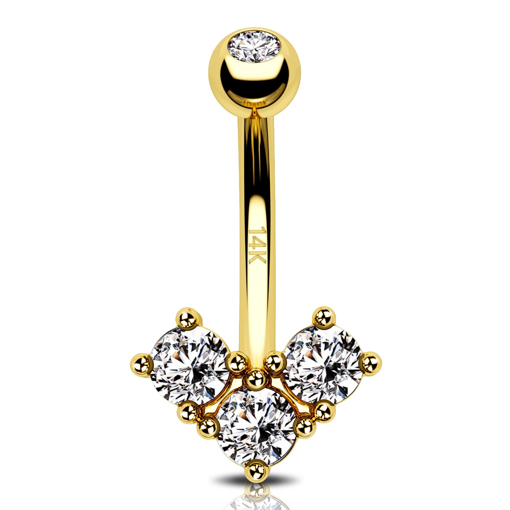 14K Solid Gold Belly Button Rings for Women - Real 14K Yellow Gold Belly Piercing Jewelry - Perfect for Everyday Wear, Parties, and Beach Outfits