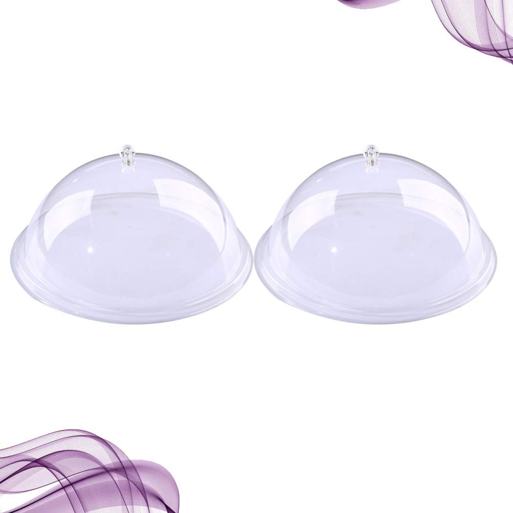 2-Pack Hemoton Clear Acrylic Food Domes - 21cm Transparent Cake Covers for Kitchen, Snack Display & Terrarium Plants | Perfect for Home Baking, Buffet Serving & Indoor Gardening