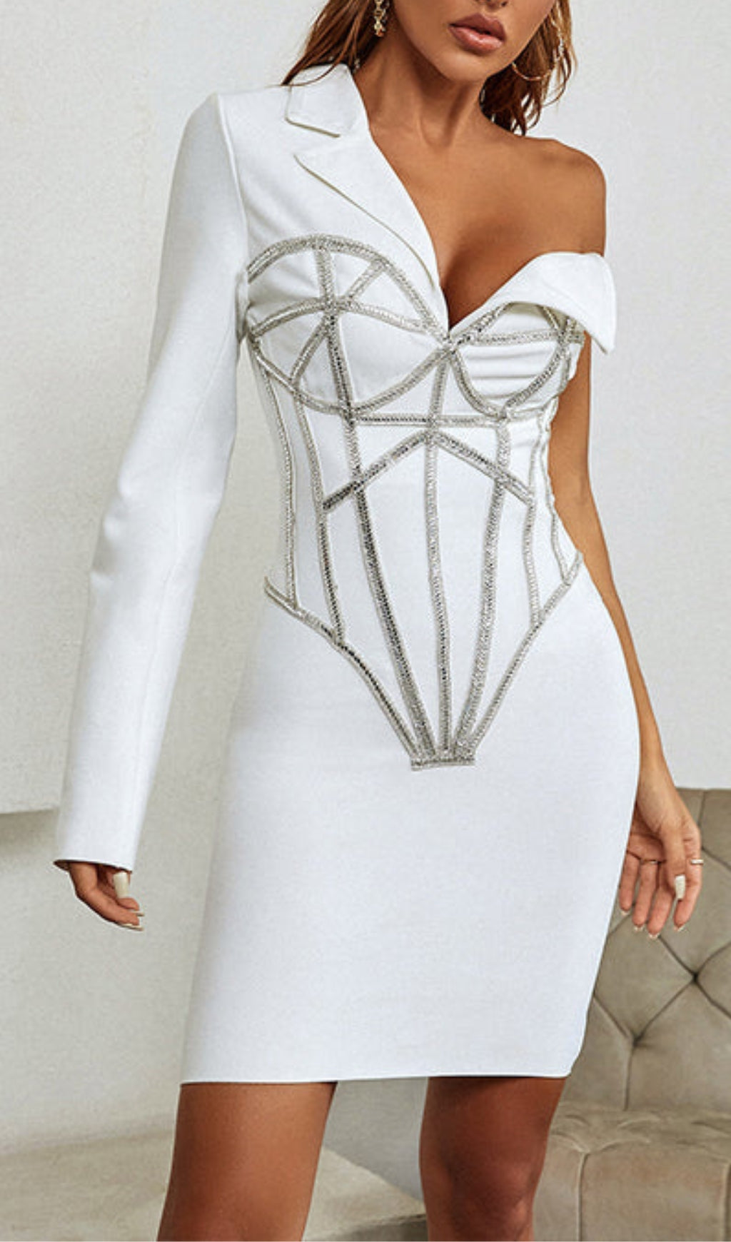 Elegant Asymmetrical One Shoulder White Dress for Women | Formal Evening Gown | Perfect for Weddings, Parties & Special Occasions