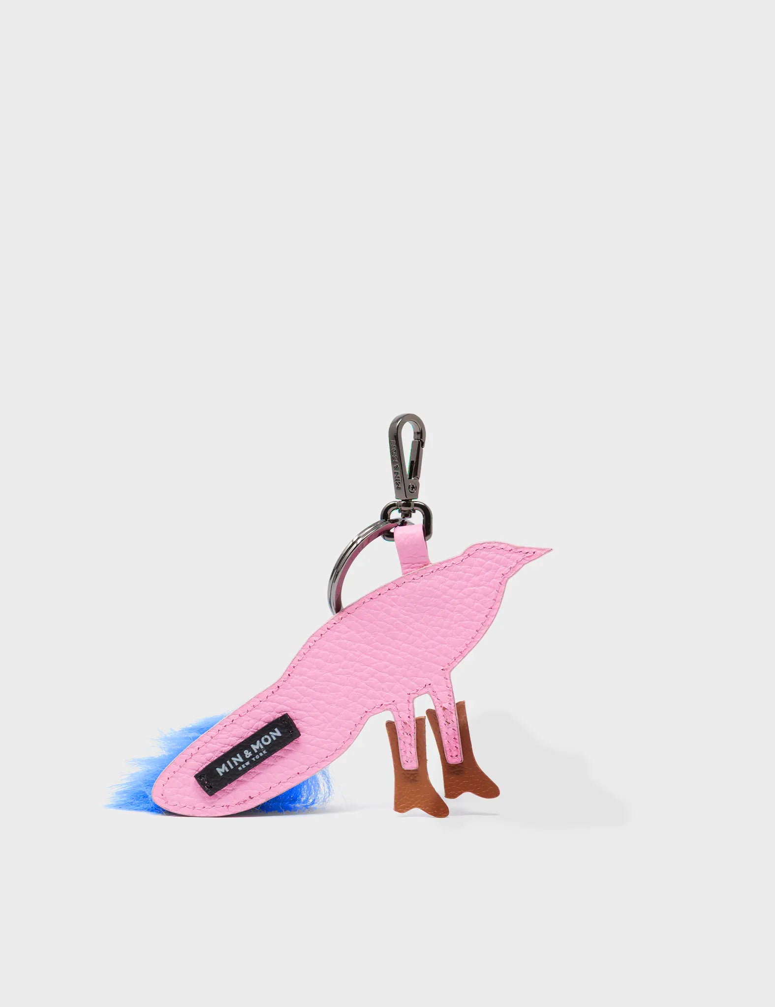 Bird in Boots Charm - Soft Neon Pink Leather Keychain for Women | Cute Animal Key Ring Gift for Handbags, Backpacks & Keychains