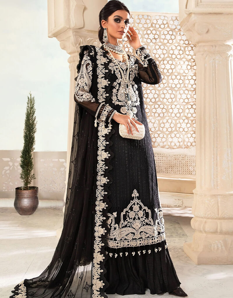 Elegant Black Faux Georgette Palazzo Salwar Suit for Women - Comfortable Indian Ethnic Wear for Parties, Weddings & Festivals