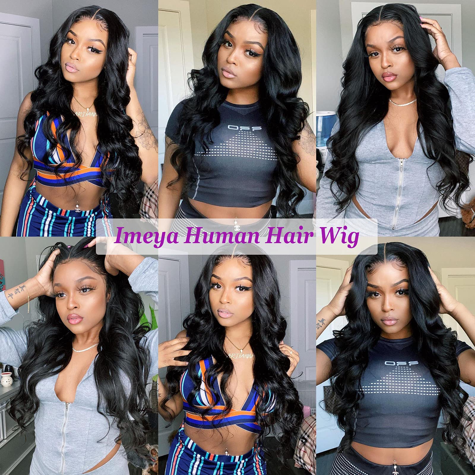 Imeya 24 Inch Brazilian Body Wave Lace Front Human Hair Wigs - 13x6 HD Transparent Lace, Pre-Plucked Glueless Wig with 150% Density & Baby Hair - Natural Hairline Long Wavy Remy Human Hair Wig for Women - Perfect for Daily Wear, Cosplay & Special Occasions