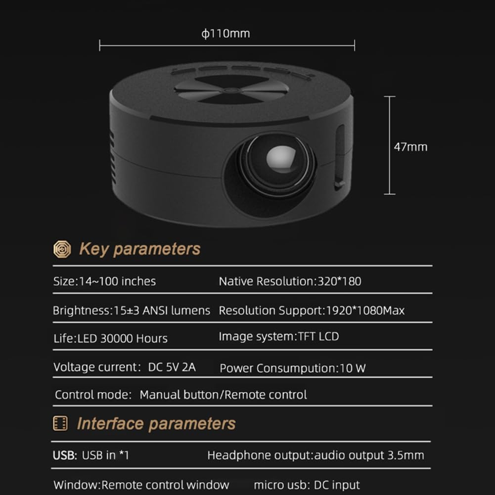 Osmond Mini LED Portable Projector with Stand - 100 Inch Screen, 1500 Lumens, 30000 Hours Lamp Life, USB & Screen Mirroring for Home Theater, Outdoor Movies, and Office Presentations