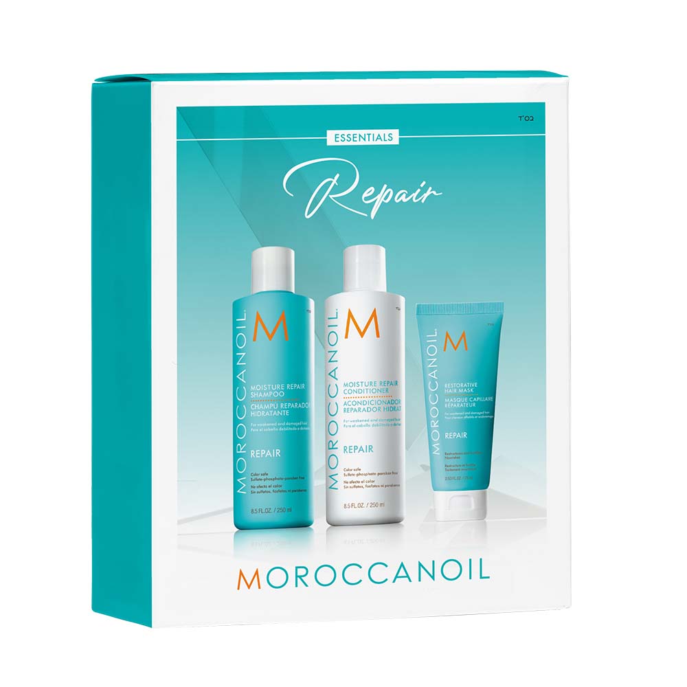 Moroccanoil Moisture Repair Trio Pack - Hydrating Hair Care Set with Argan Oil for Dry, Damaged Hair | Perfect for Salon-Quality Treatment at Home