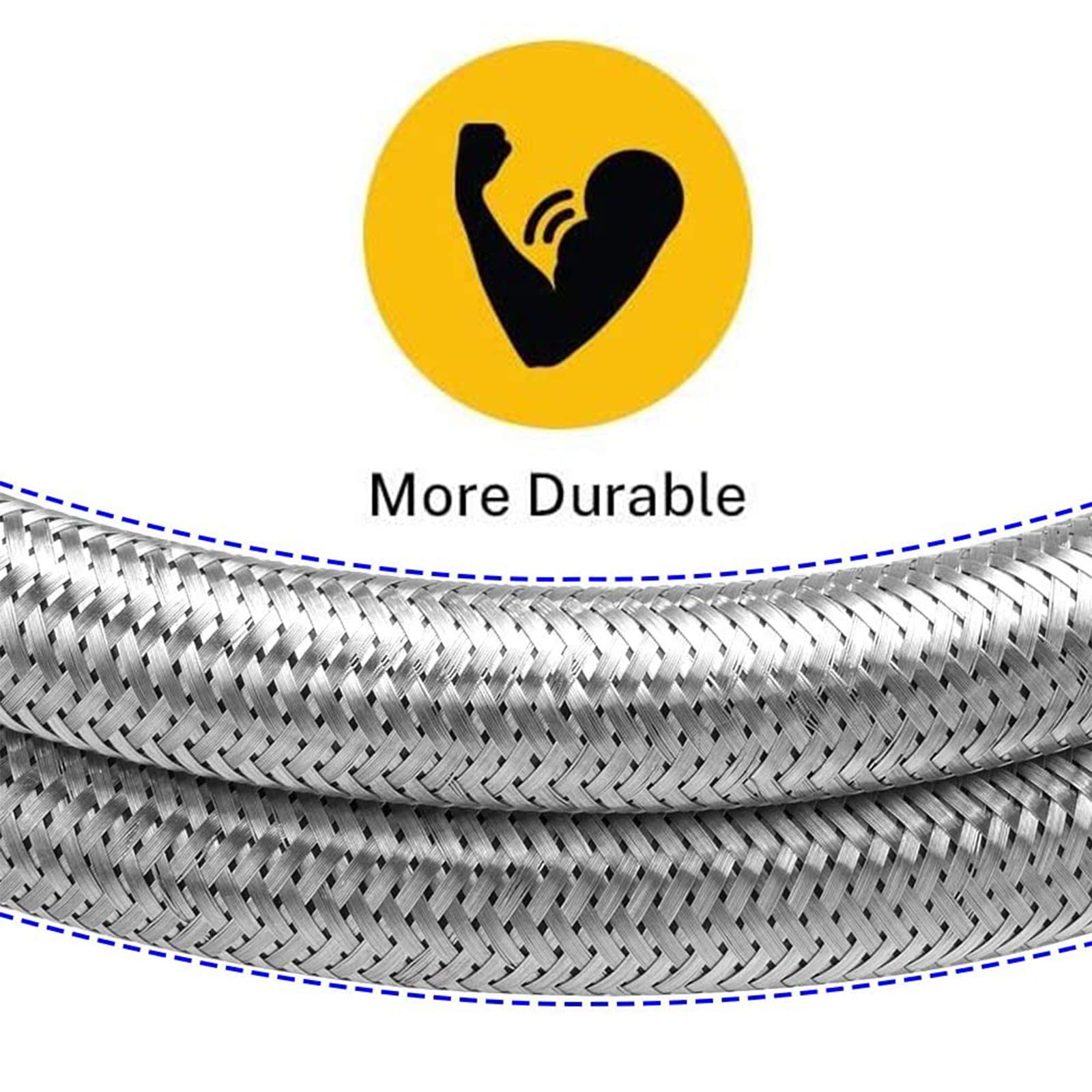 6FT Stainless Steel Braided Propane Hose with Regulator Adapter for Blackstone 17