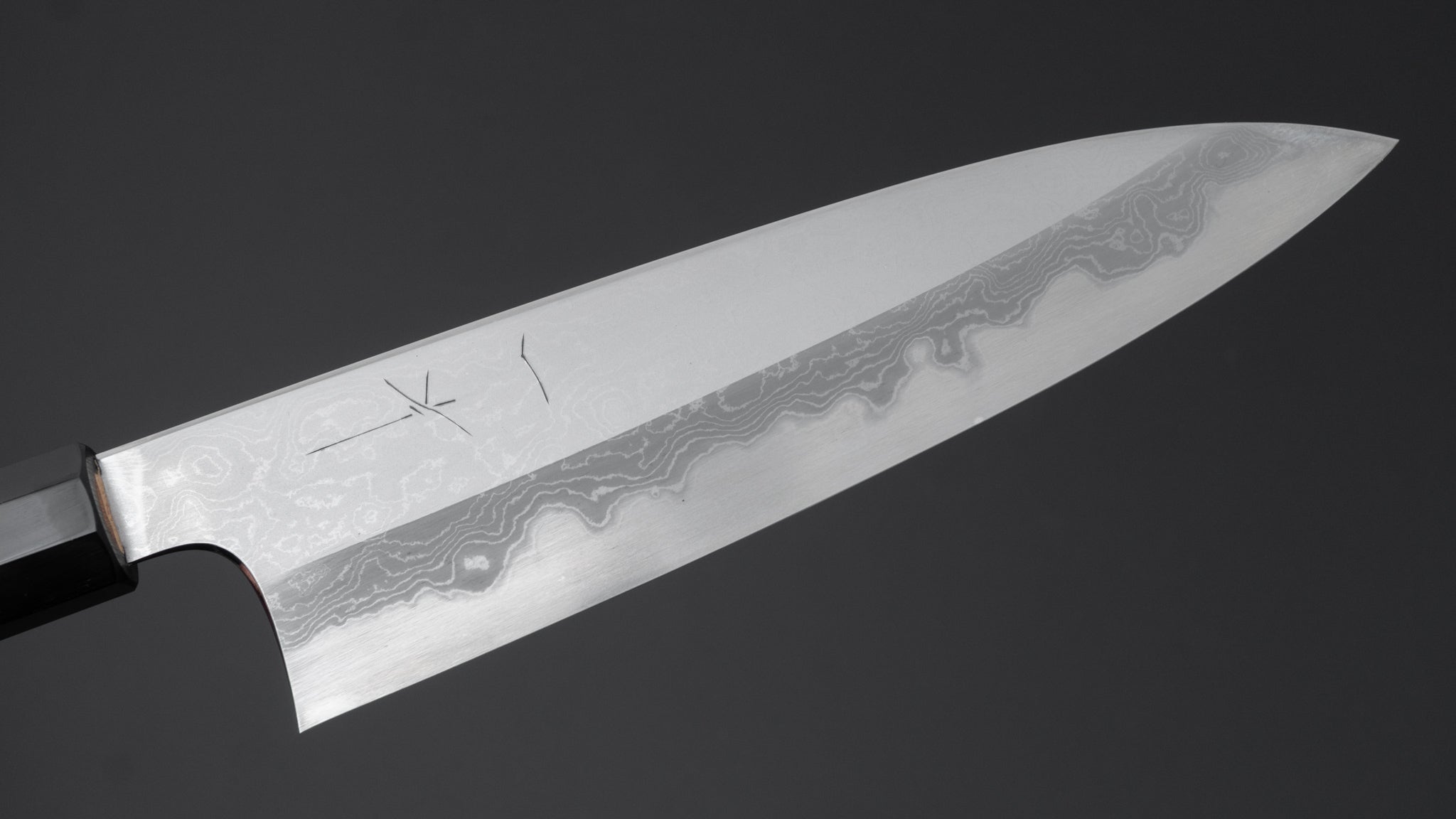 Hitohira Togashi White #1 Damascus Gyuto Japanese Chef Knife 210mm with Burnt Yakusugi Handle - Perfect for Sushi, Meat Cutting & Professional Kitchen Use