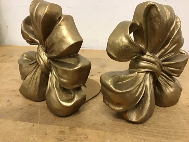 Elegant Gold Bow Bookends - Heavy Duty Book Holders for Shelves, Desks & Home Decor - Perfect for Organizing Books, Displaying Collectibles & Adding Style to Any Room