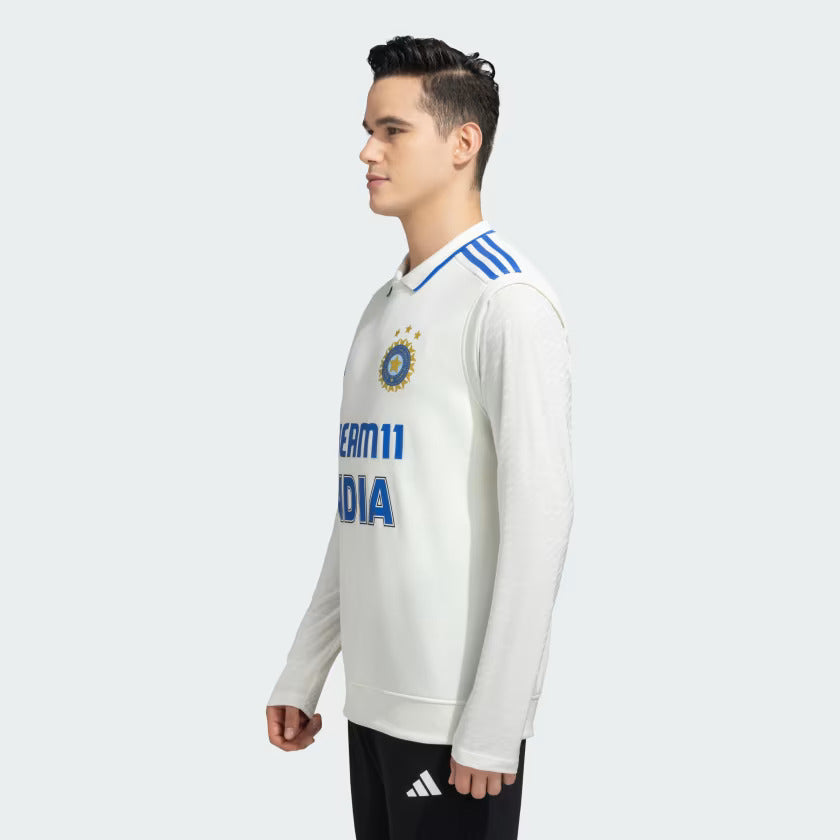 Adidas India Cricket Test Sleeveless Pullover for Men - Lightweight & Breathable Cricket Jersey for Training & Matches