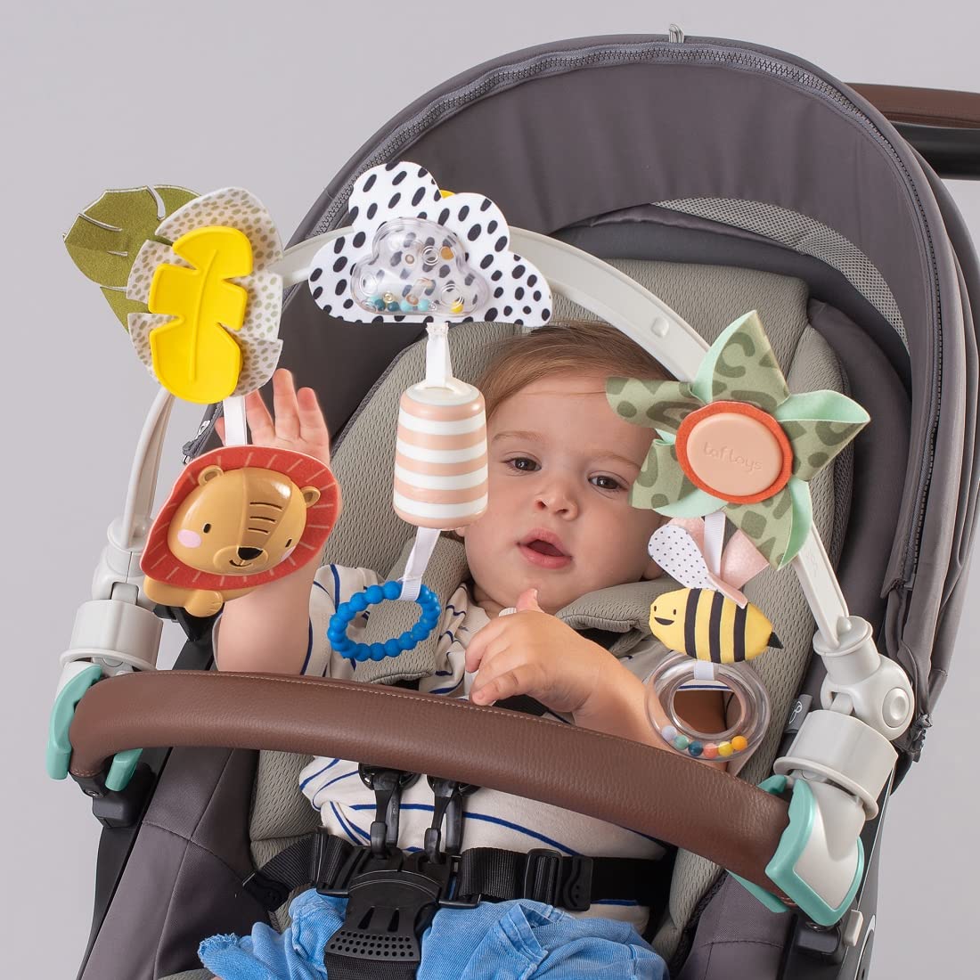 Taf Toys Savannah Adventures Baby Activity Arch with Sensory Toys for Newborns 3-6 Months - Stimulates Motor Skills & Sensory Development - Perfect for Strollers, Bassinets, and Cribs - Ideal for Tummy Time & Early Learning Play