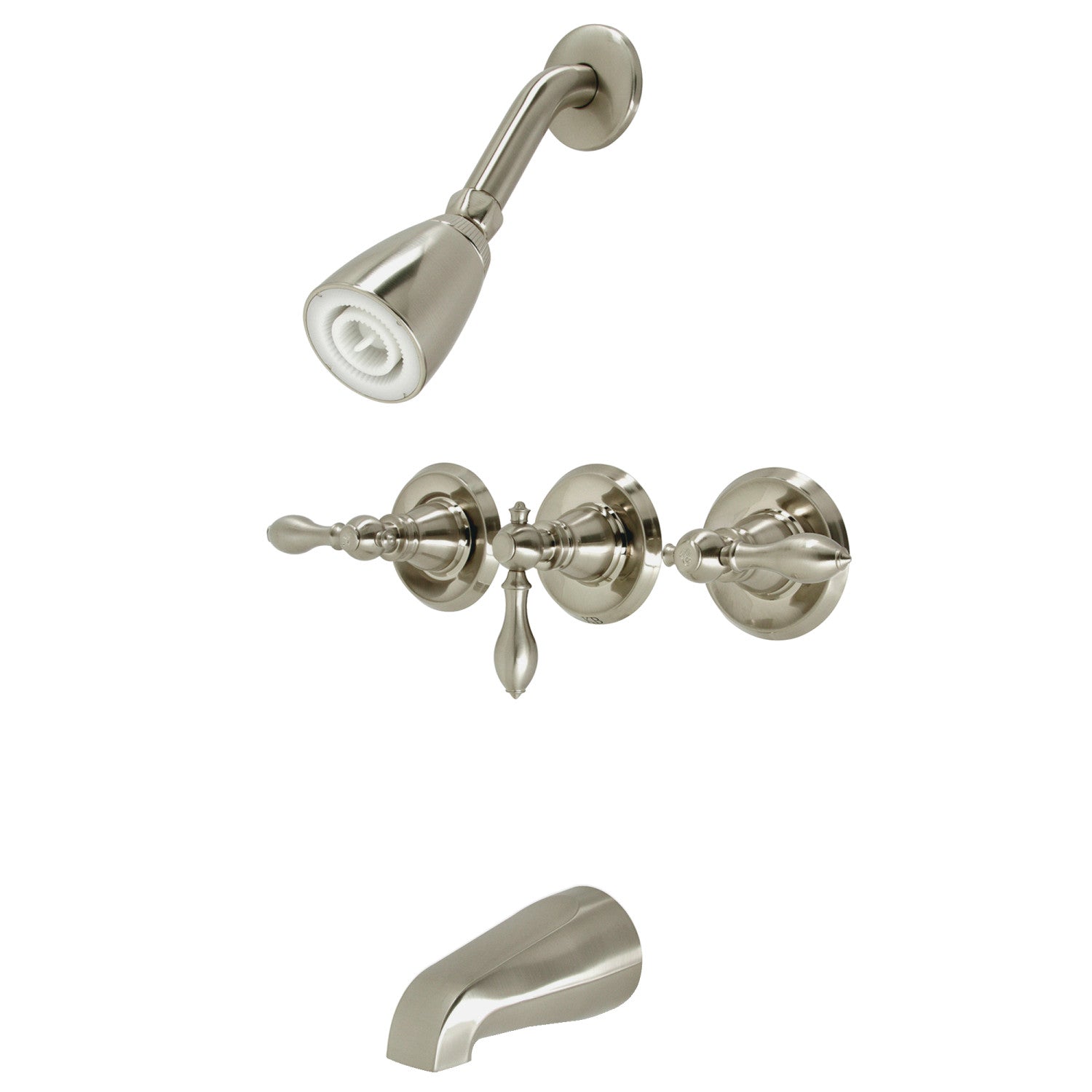 American Classic KB238ACL Triple Handle Tub and Shower Faucet in Brushed Nickel - Perfect for Bathroom Renovation and Modern Home Upgrade