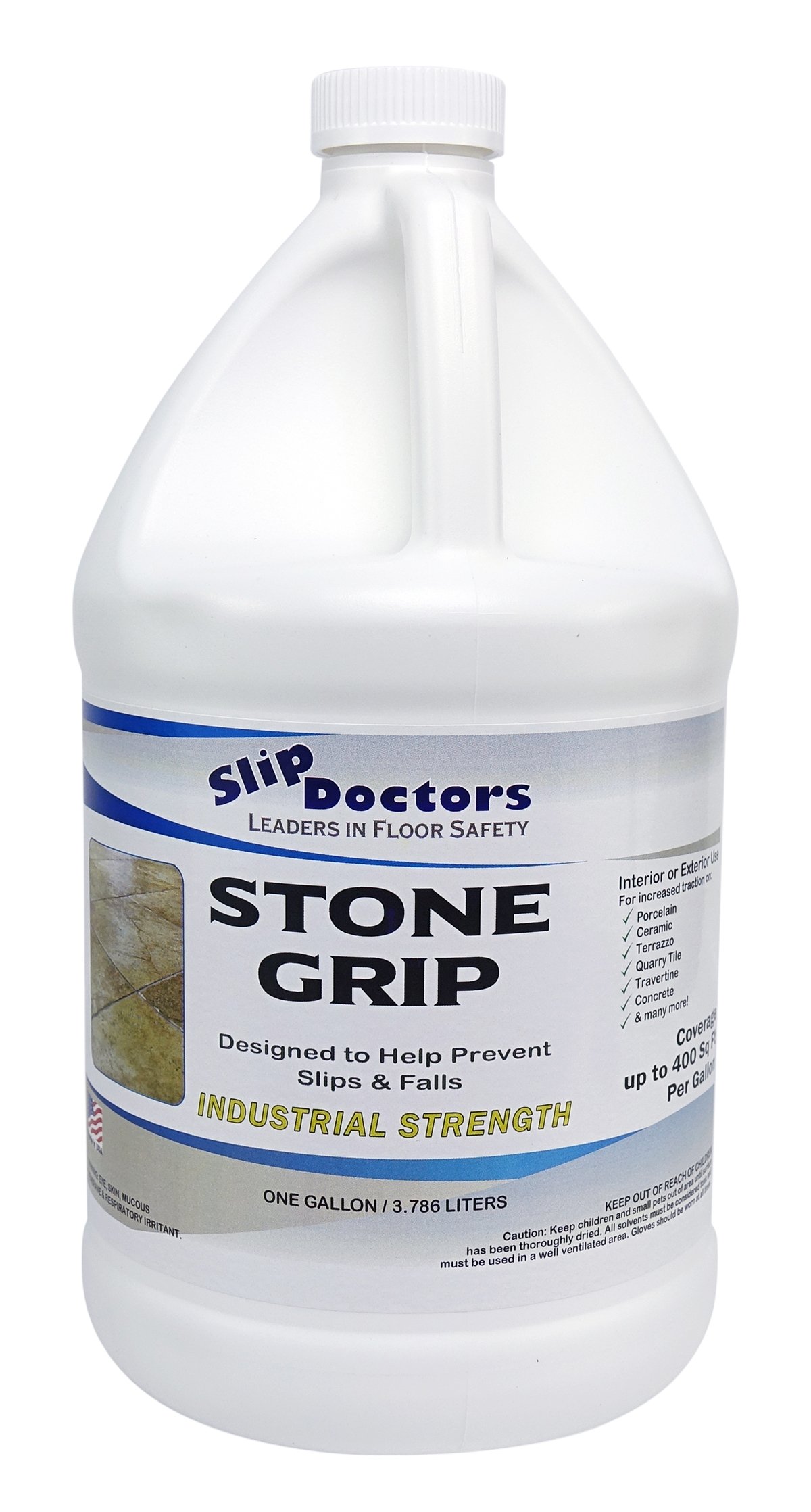 SlipDoctors Stone Grip Anti-Slip Floor Treatment - 1 Gallon Bottle for Non-Slip Safety on Tile, Concrete & Stone Floors - Ideal for Bathrooms, Kitchens & Pool Areas - Yellow