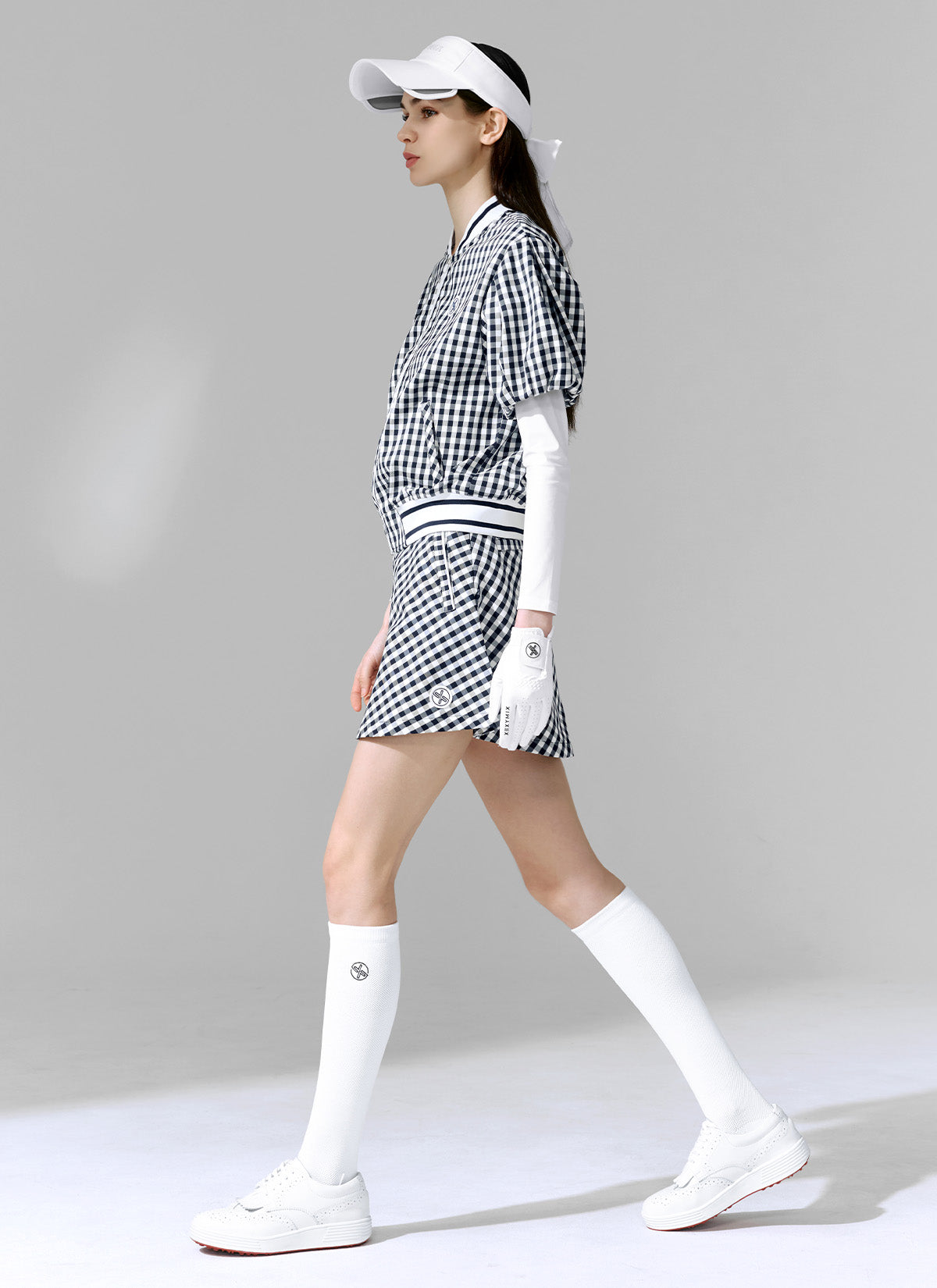 Stylish Check Puff Short Sleeve Jumper for Women - Trendy Plaid Pattern Casual Knit Sweater | Perfect for Fall Layering, Weekend Outfits & Cozy Home Wear