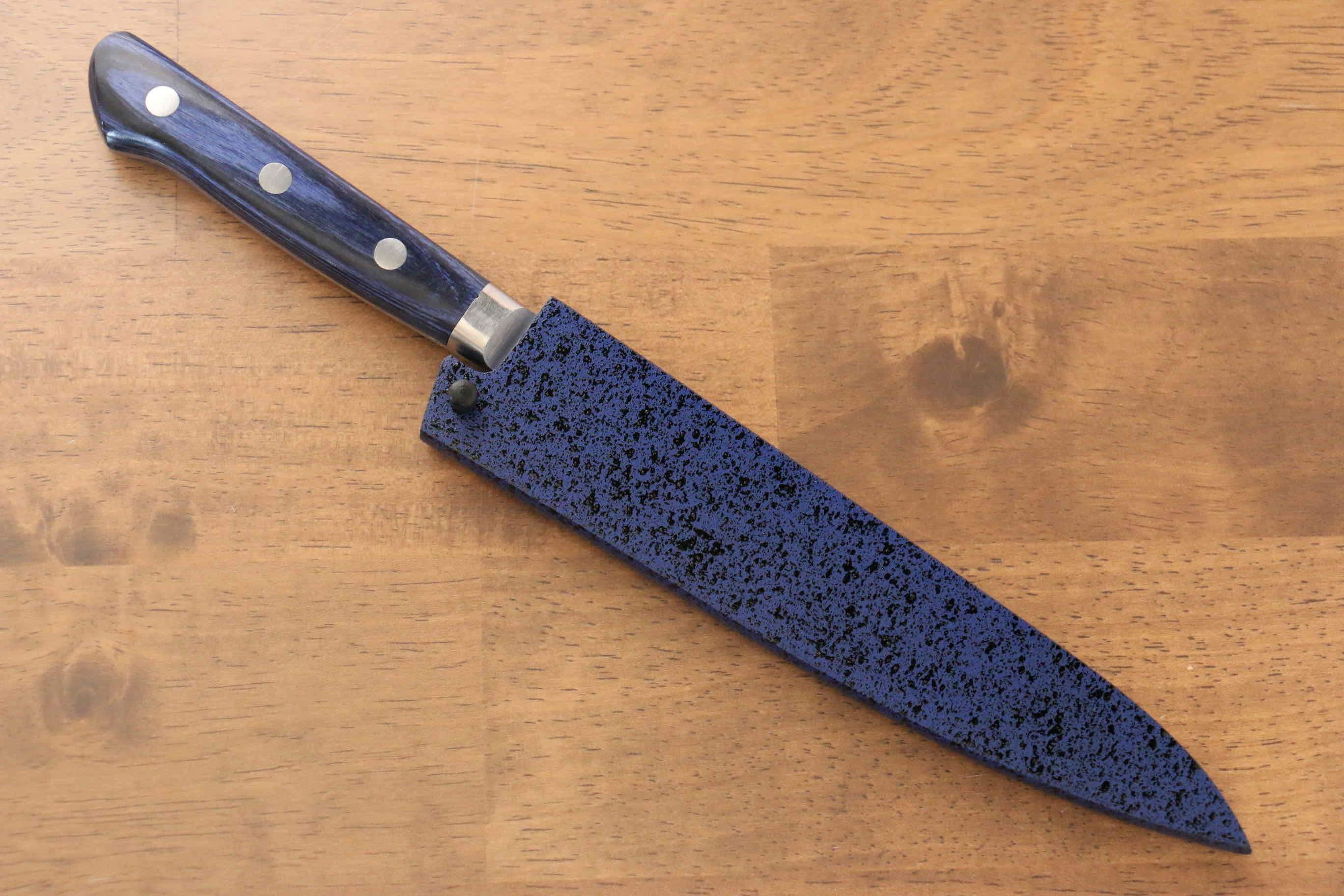 Premium Seisuke Seiten 150mm Molybdenum Petty Utility Knife - Blue Pakka Wood Handle with Protective Sheath - Ideal for Home Cooking, Sushi Prep & Professional Chefs