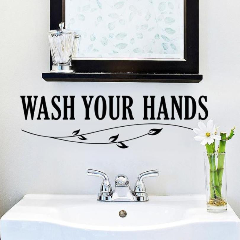 Premium Vinyl Wall Decal for Bathroom - 'Wash Your Hands' Motivational Home Decor Sticker - Waterproof & Easy to Apply - Perfect for Bathroom, Kitchen, Nursery & Office Decor