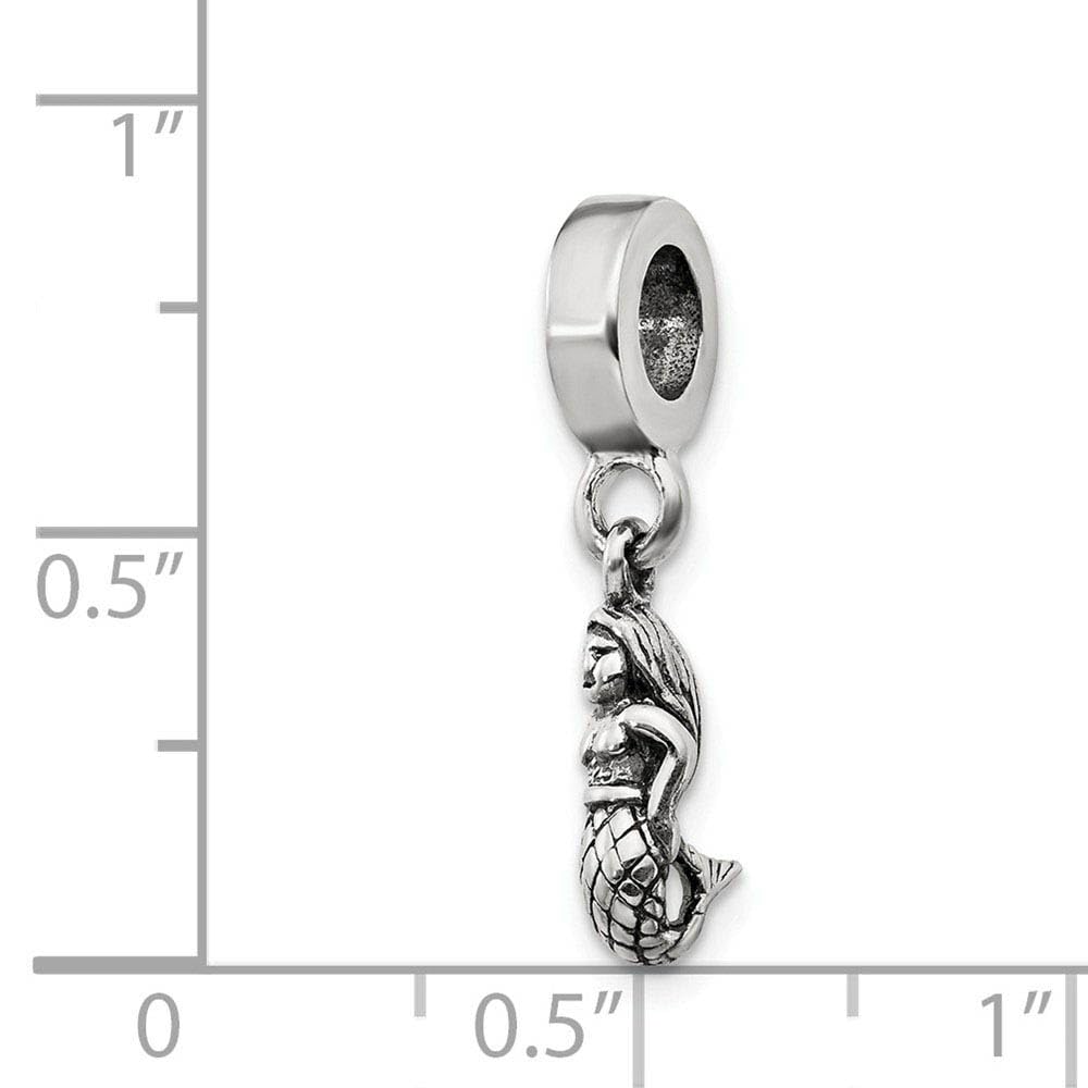 Elegant Black Bow Sterling Silver Mermaid Dangle Bead Charm - Perfect for Necklace, Bracelet & Jewelry Making | Gift for Women & Girls