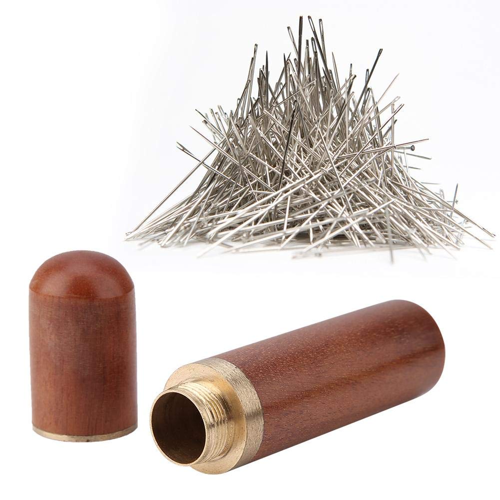 Wooden Needle Storage Box - Sewing Needle Organizer with Safety Lid, Pin Holder Container for Sewing Accessories - Perfect Gift for Women & Crafters (Coffee Brown) - Ideal for Quilting, Embroidery & Knitting Projects