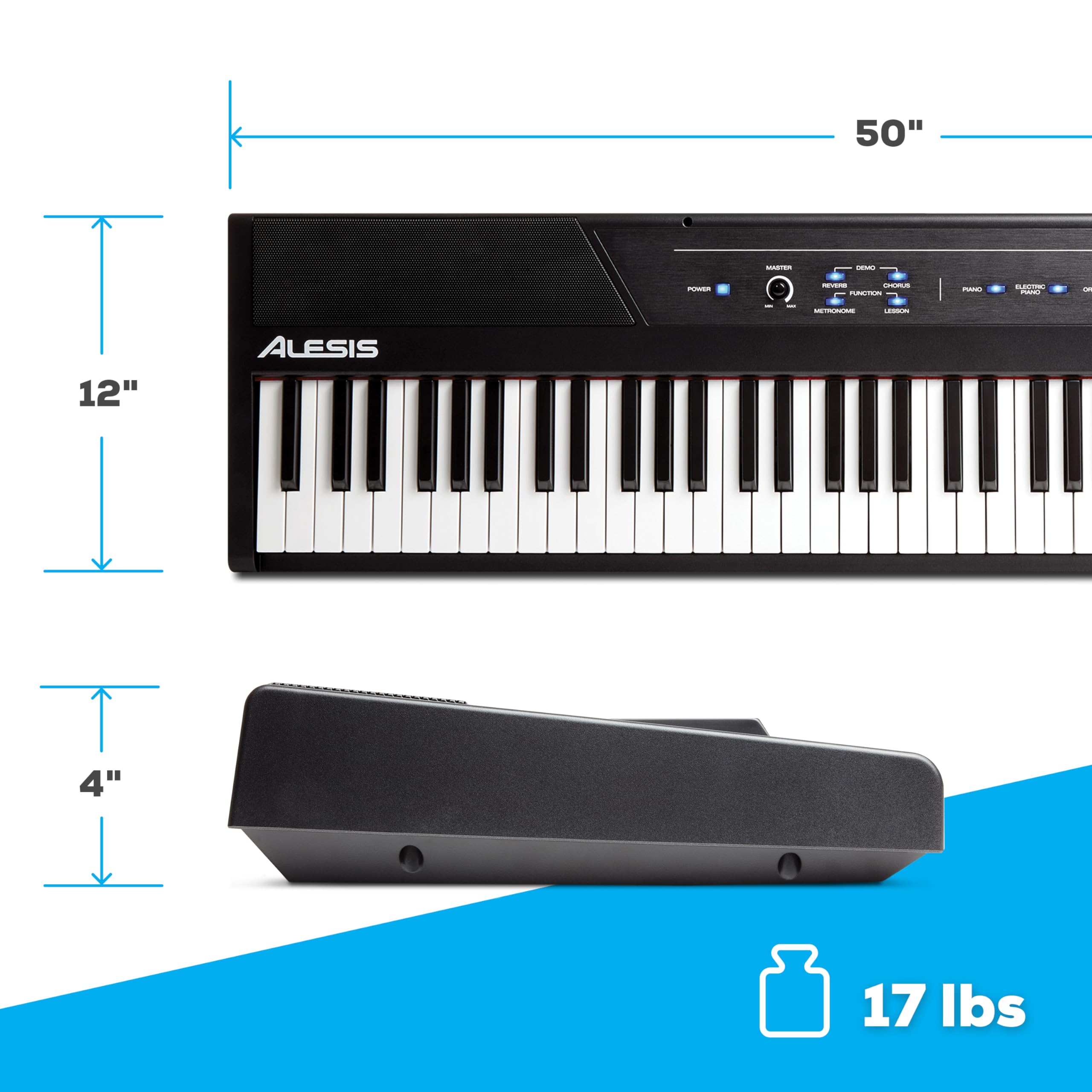 Alesis Recital 88-Key Digital Piano Keyboard with Semi-Weighted Keys, 2x20W Speakers, 5 Voice Modes, Split/Layer/Lesson Functions & FX – Perfect for Beginners, Home Practice & Music Education