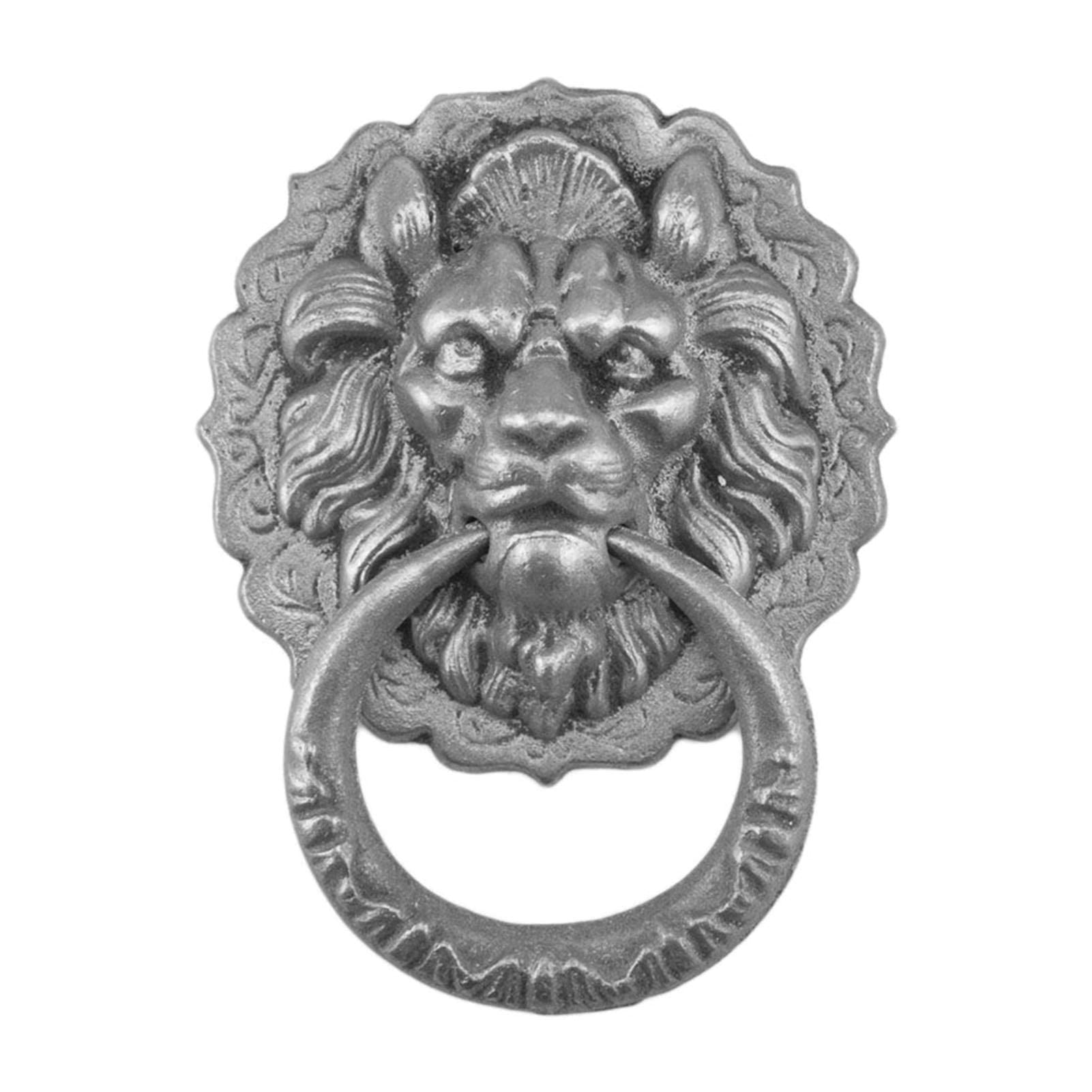 Lion Head Cast Iron Door Knocker - Classic Outdoor Metal for Gate, Garden & Fence