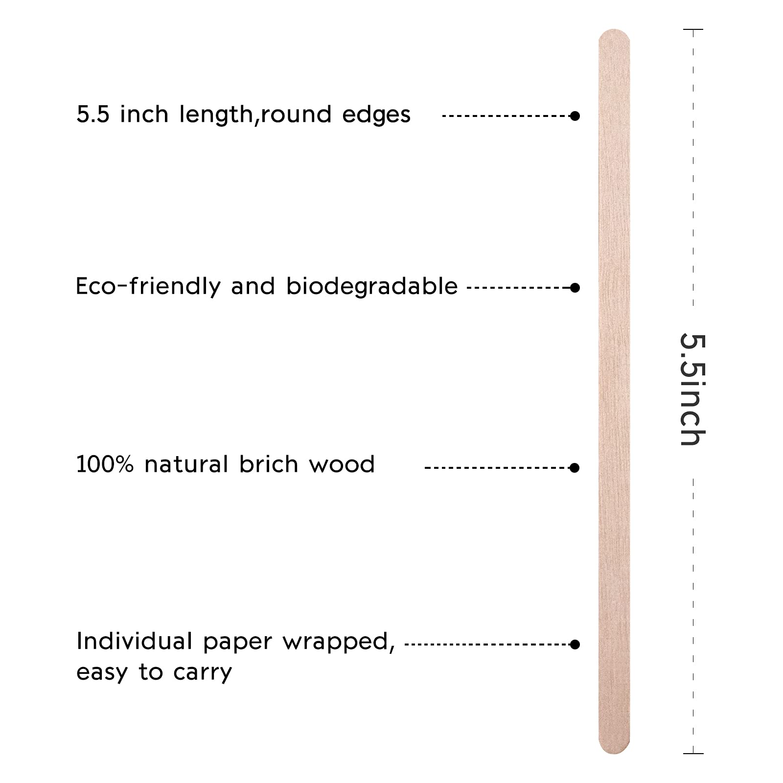 BLUE TOP 5.5 Inch Wooden Coffee Stirrers - 1000 Pack of Individually Wrapped Disposable Wood Sticks for Coffee, Tea, Hot Chocolate & Beverages - Perfect for Mixing Butter, Sugar & Craft Projects - Ideal for Cafes, Offices & Home Use