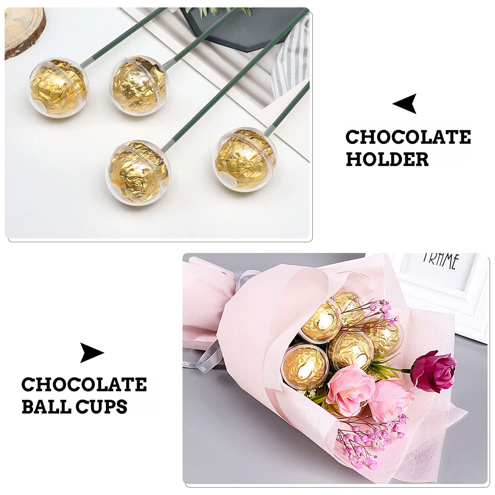 10 Sets Chocolate Torus Holders - Candy Cups, Truffle & Mini Lollipop Packaging - Plastic Cake & Muffin Stand with Decorative Flowers for Dessert Displays, Party Decorations & Baking Supplies