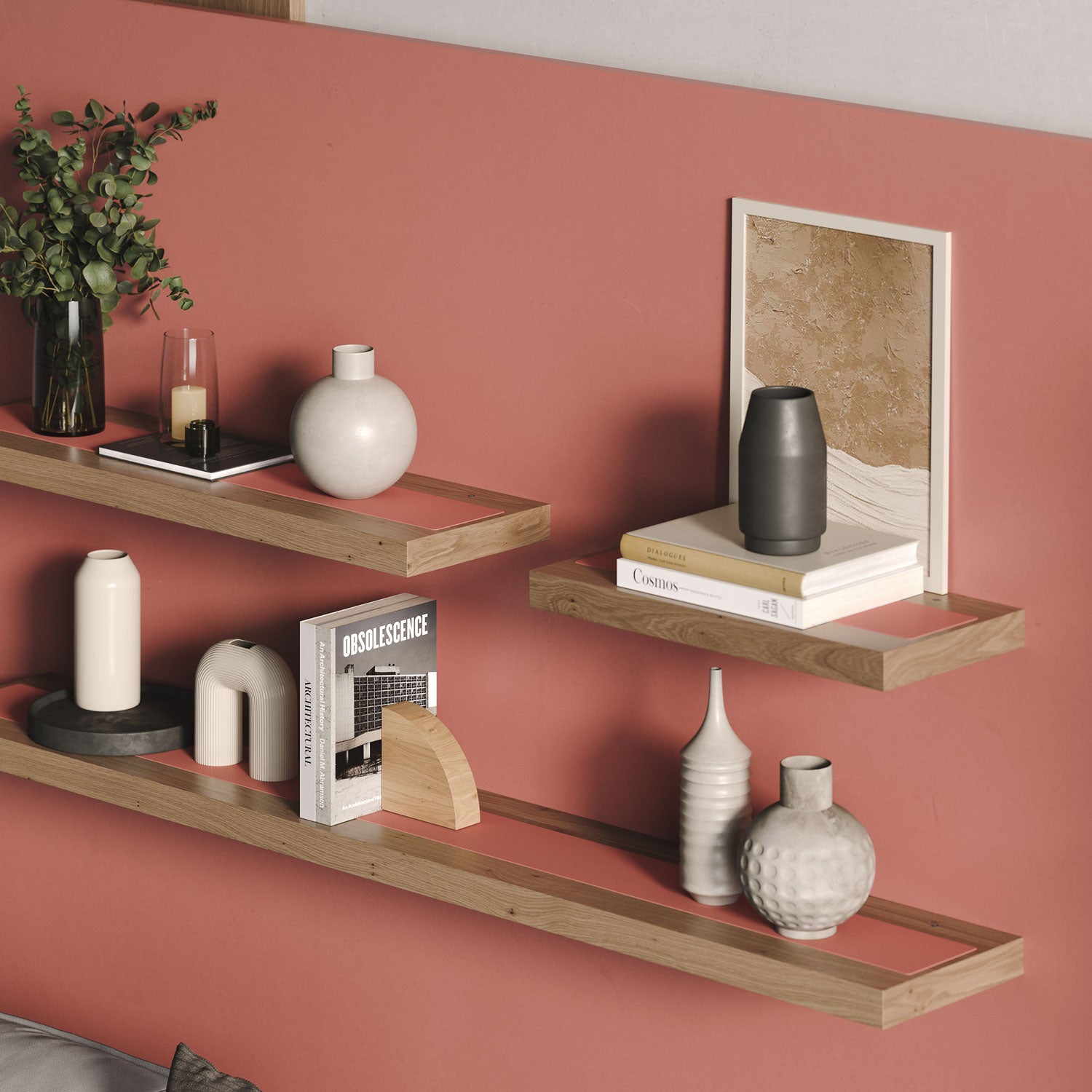 Aksel Inlay Arsenic Floating Shelf - Modern Wall Shelf for Living Room, Bedroom, Kitchen & Bathroom Storage & Decor