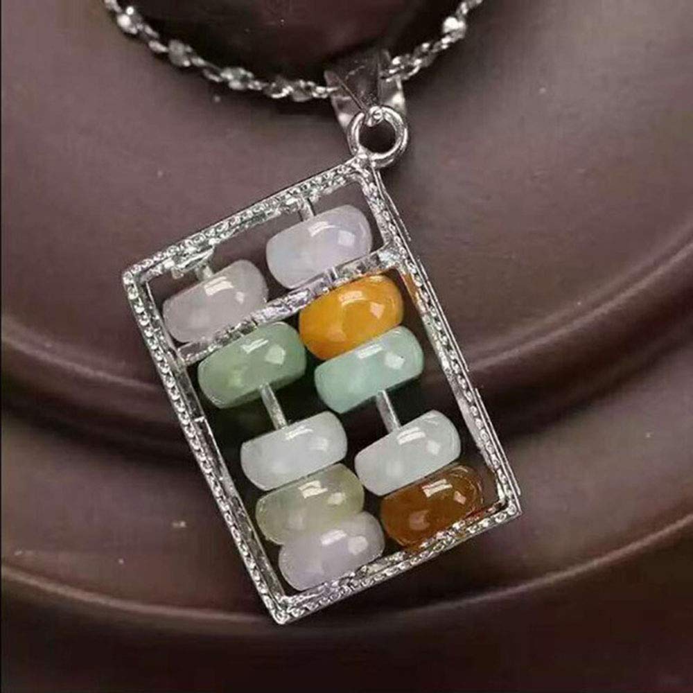 Natural Jade 925 Silver Abacus Beads Necklace Pendant - Elegant Women's Fine Jewelry for Fashion & Charm | Perfect for Gifts, Parties, and Daily Wear