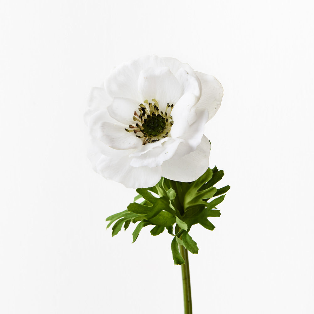 Anemone White Artificial Flowers - Realistic Silk Floral Decor for Home, Wedding, Party & Office Decoration
