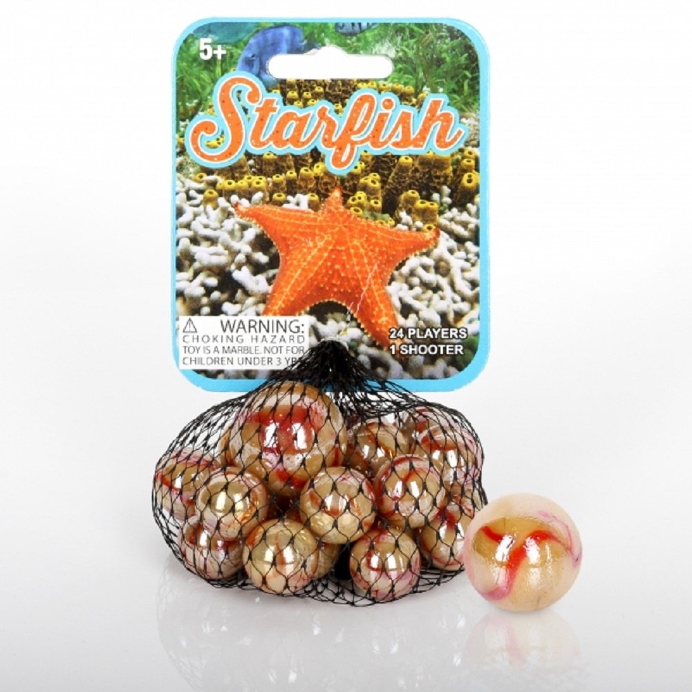Starfish Marbles NET Game Set - 1 Shooter Marble & 24 Player Marbles for Kids and Adults - Perfect for Marble Games, Collecting, and Home Decor