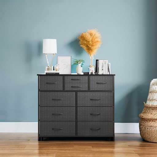 LUMTOK 10-Drawer Fabric Dresser - Steel Frame & Wood Top for Bedroom, Nursery & Closet Storage