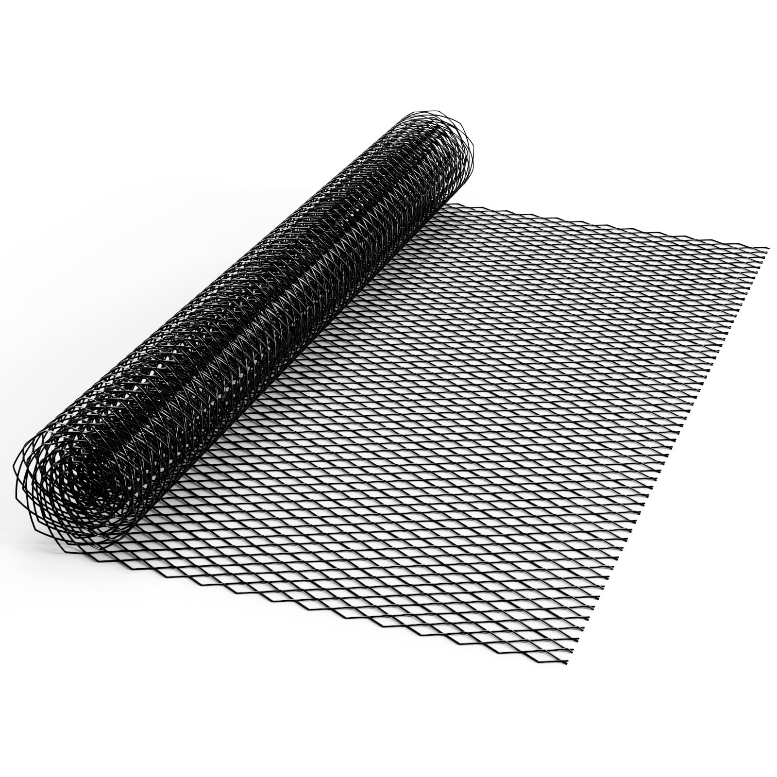 GOSCHE Universal 40x13 Inch Car Grill Mesh - Black Painted Aluminum Alloy Expanded Metal Mesh with 4x8mm Rhombic Holes (100x33cm) - Durable Front Bumper Grill Insert for Automotive Protection & Customization | Perfect for Truck, SUV & Off-Road Vehicle Upgrades