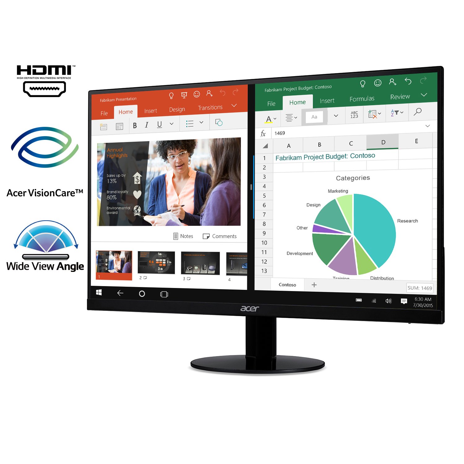 Acer SB220Q 21.5 Inch Full HD 1080p IPS Ultra-Thin Monitor with Zero Frame Design, HDMI & VGA Ports - Perfect for Home Office, Gaming, and Multimedia Entertainment