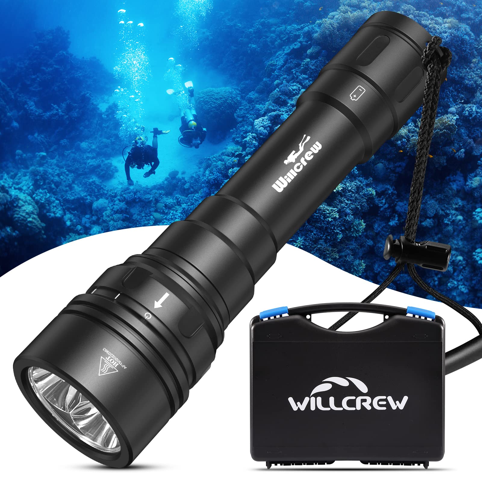 **DX150 15000 Lumen Professional Scuba Diving Flashlight – Waterproof Rechargeable Underwater Dive Torch with 4 Light Modes, Charger & Toolbox – Perfect for Deep Sea Diving, Night Snorkeling & Cave Exploration**