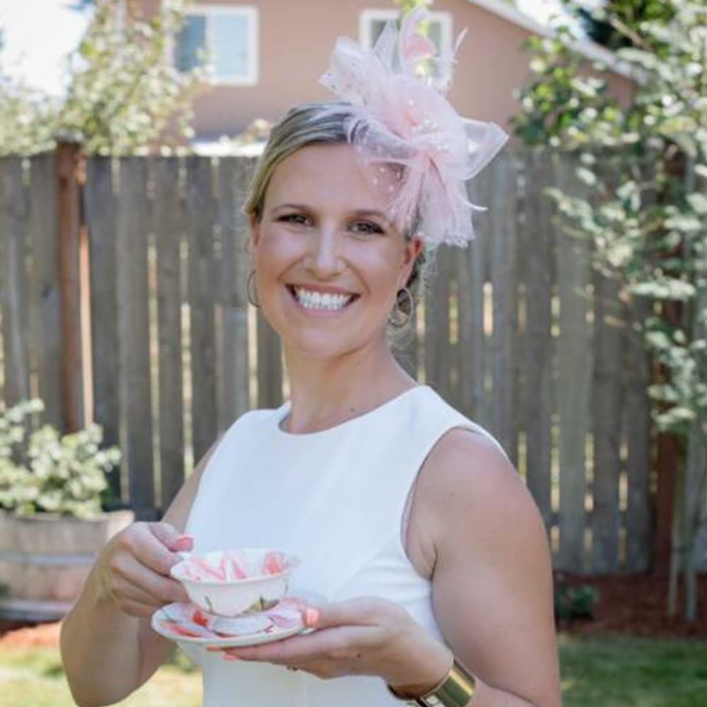 Elegant Women's Kentucky Derby Fascinator Hats with Flower, Headband & Clip - Tea Party Headwear for Women & Girls - Perfect for Weddings, Races & Special Occasions
