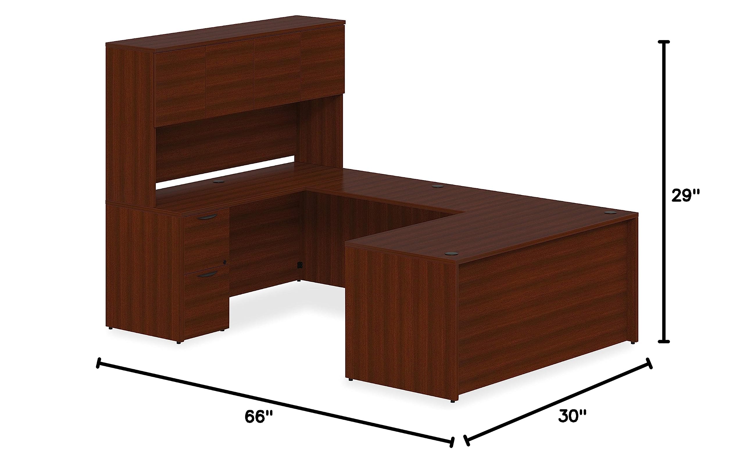 Lorell Prominence 2.0 Mahogany Laminate Right-Pedestal Desk with File Drawer - Home Office & Business Workspace Solution