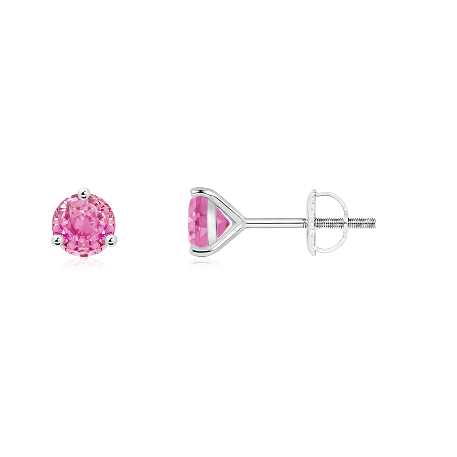 Angara Round Pink Sapphire Stud Earrings (0.66 cttw AA Quality) - Elegant Jewelry for Women, Perfect Gift for Birthday, Anniversary & Special Occasions