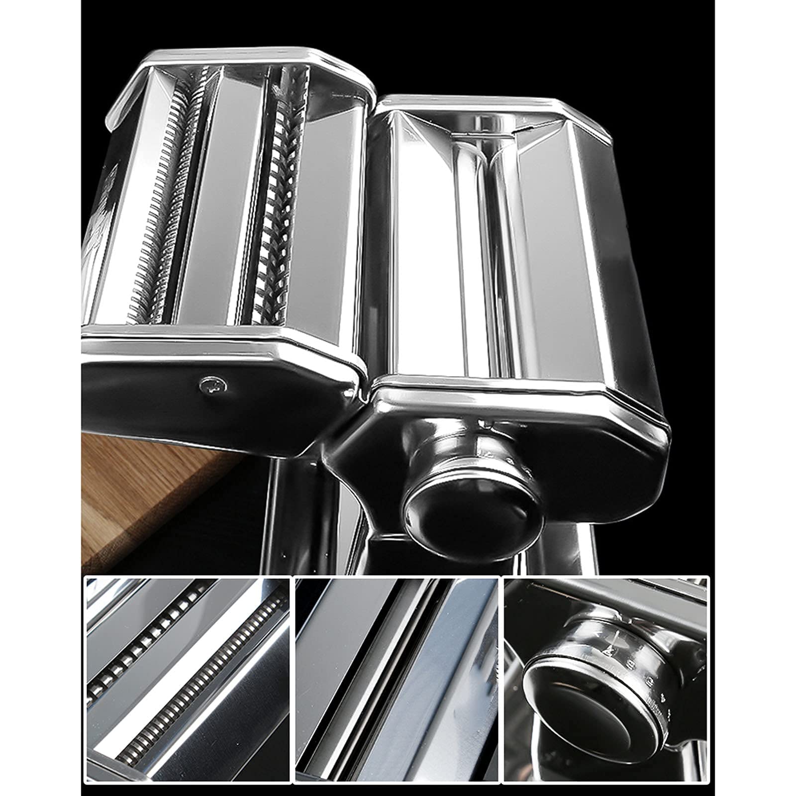 LIJCC Pasta Maker Machine - 6 Adjustable Thickness Dough Roller for Homemade Noodles & Ravioli with Table Clamp | Perfect for Italian Cooking & Family Kitchen Pasta Nights