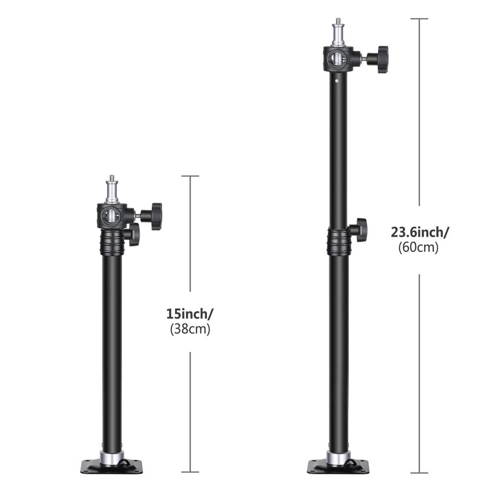 Adjustable Ceiling & Wall Mounted Extension Boom Arm Bracket (15-24 inches) for Studio Lighting - Perfect for Photography, Videography & Live Streaming Setups