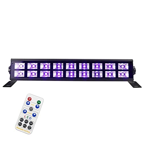18 LED 54W UV Violet Stage Lighting Bar - Black DJ Disco Party Lights for Wedding, Club, Birthday & Holiday Events - Wall Washer Effect for Dance Floors & Nightlife Venues
