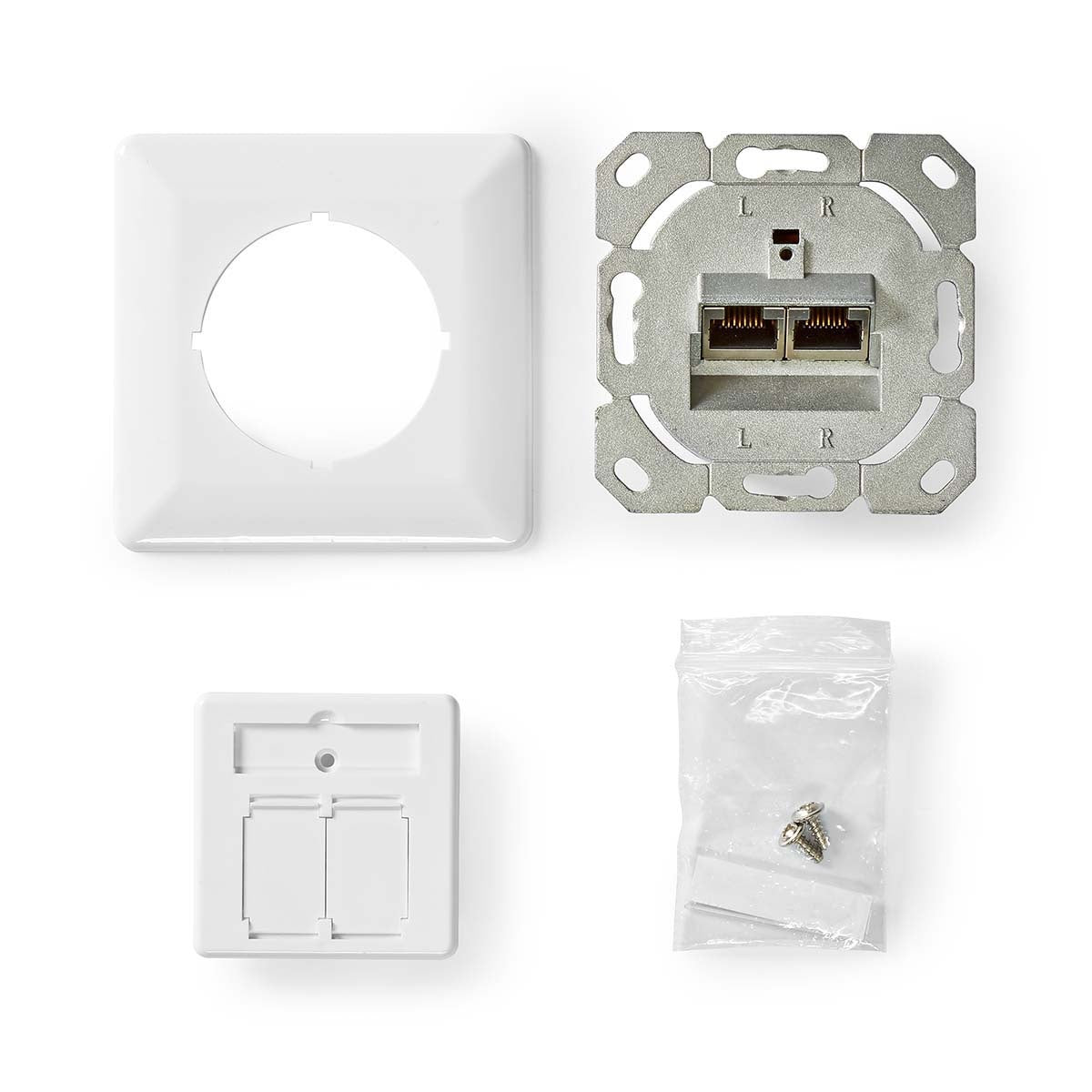 2-Port CAT6 White In-Wall Network Wall Plate - Ideal for Home & Office Ethernet Wiring