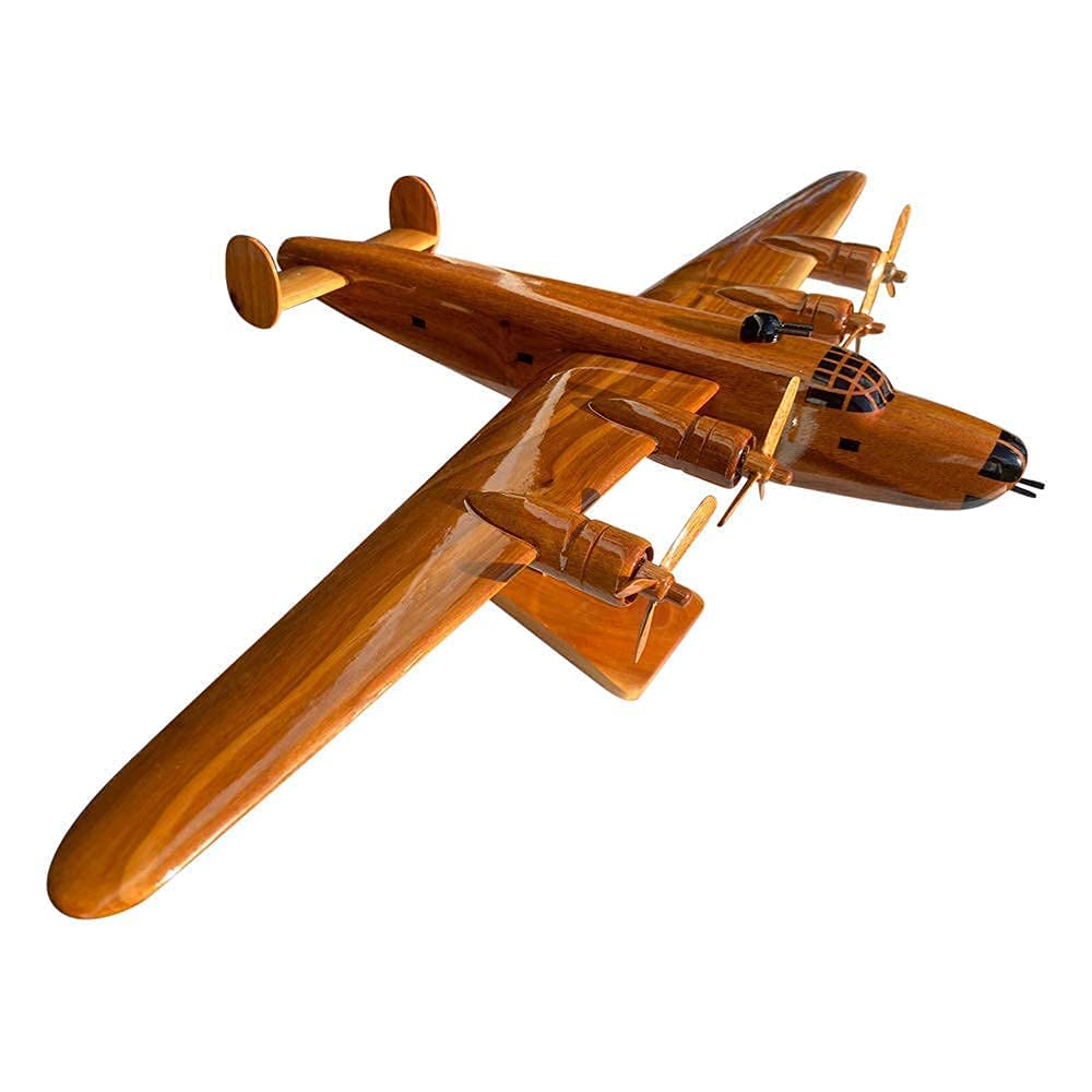 B24 Liberator Mahogany Wood Desktop Airplane Model - Handcrafted WWII Bomber Replica for Office Decor, Aviation Enthusiast Gift & Home Display